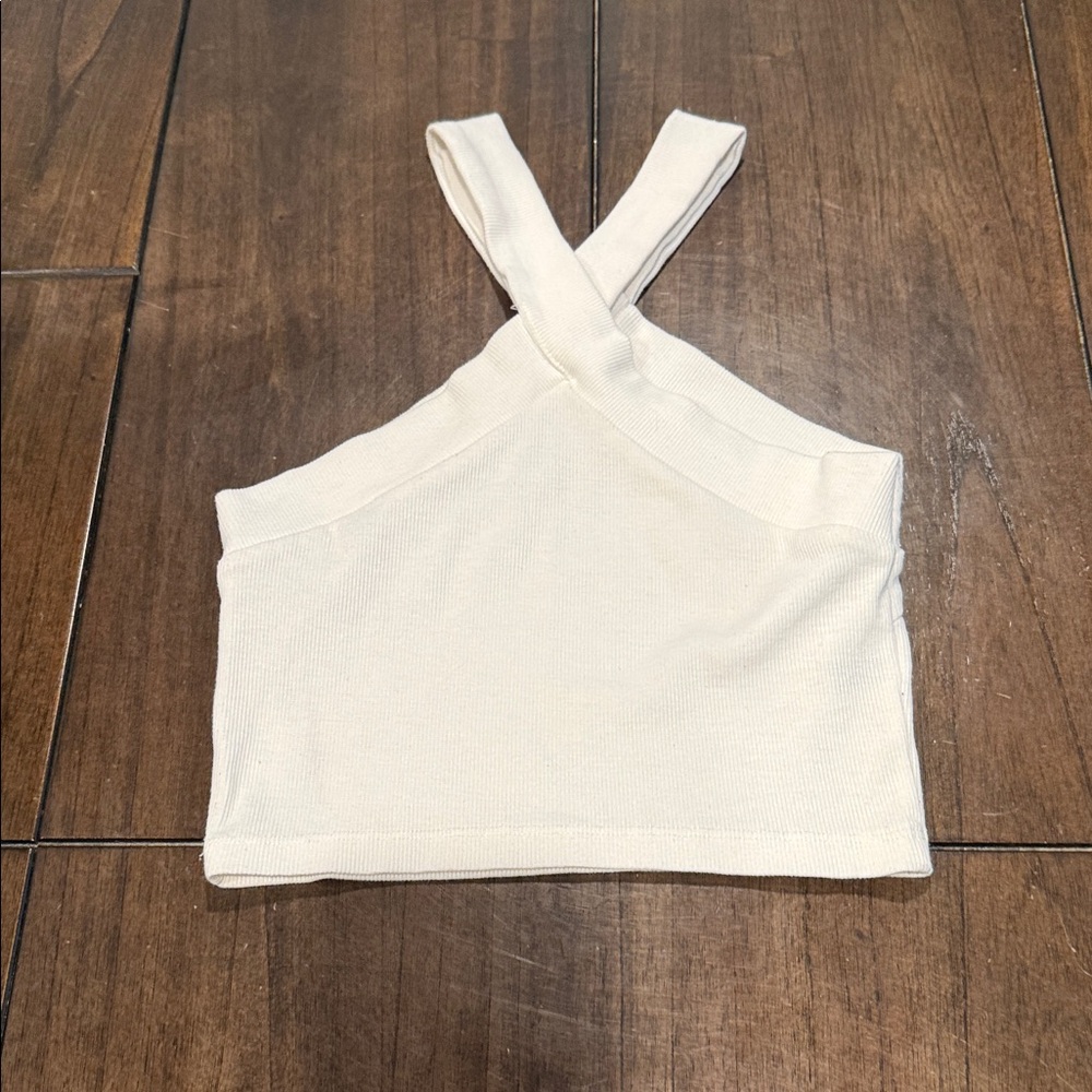 SHEIN Cream Cross-Strap Crop Top